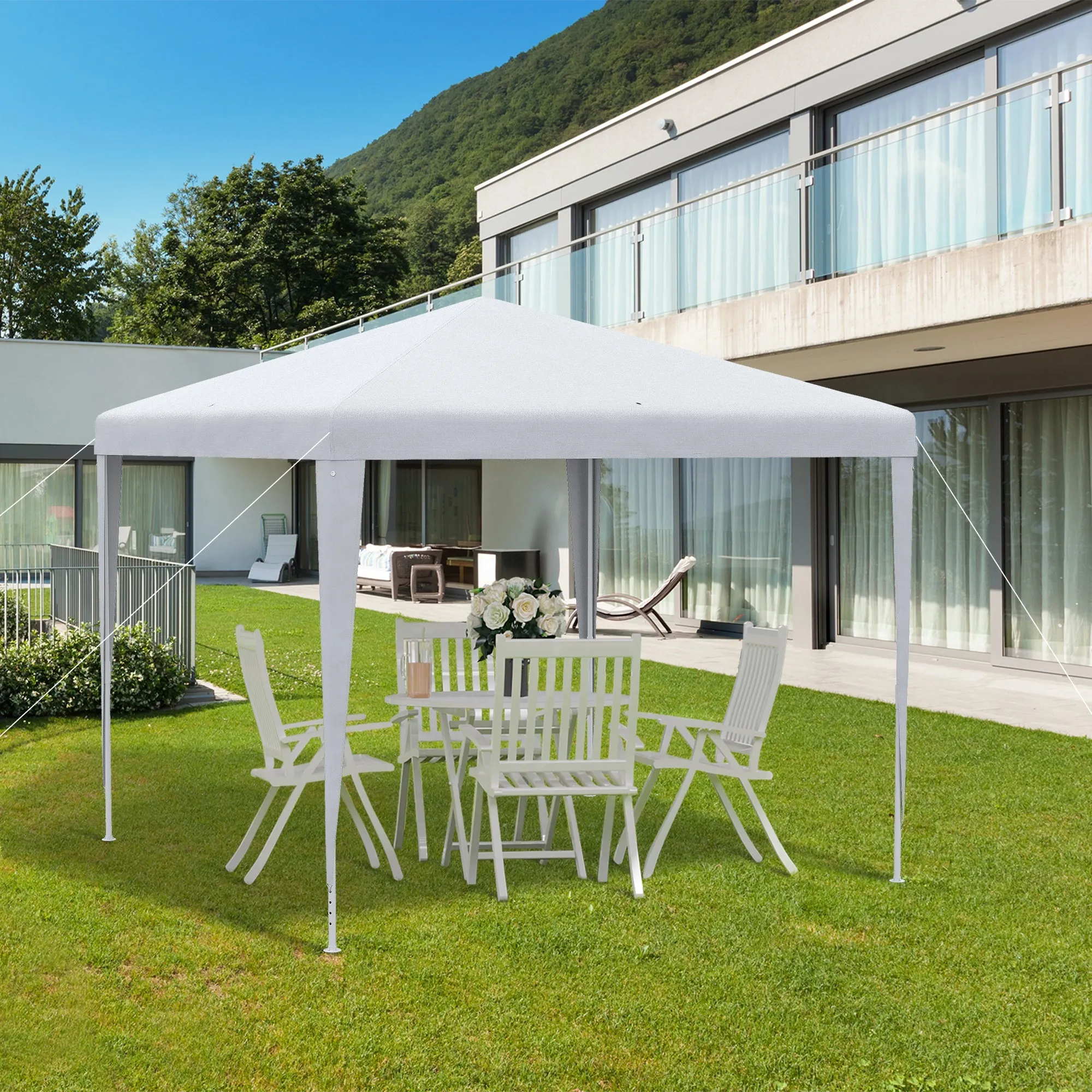 2.7M X 2.7M Garden Gazebo Marquee Party Tent Wedding Canopy Outdoor White