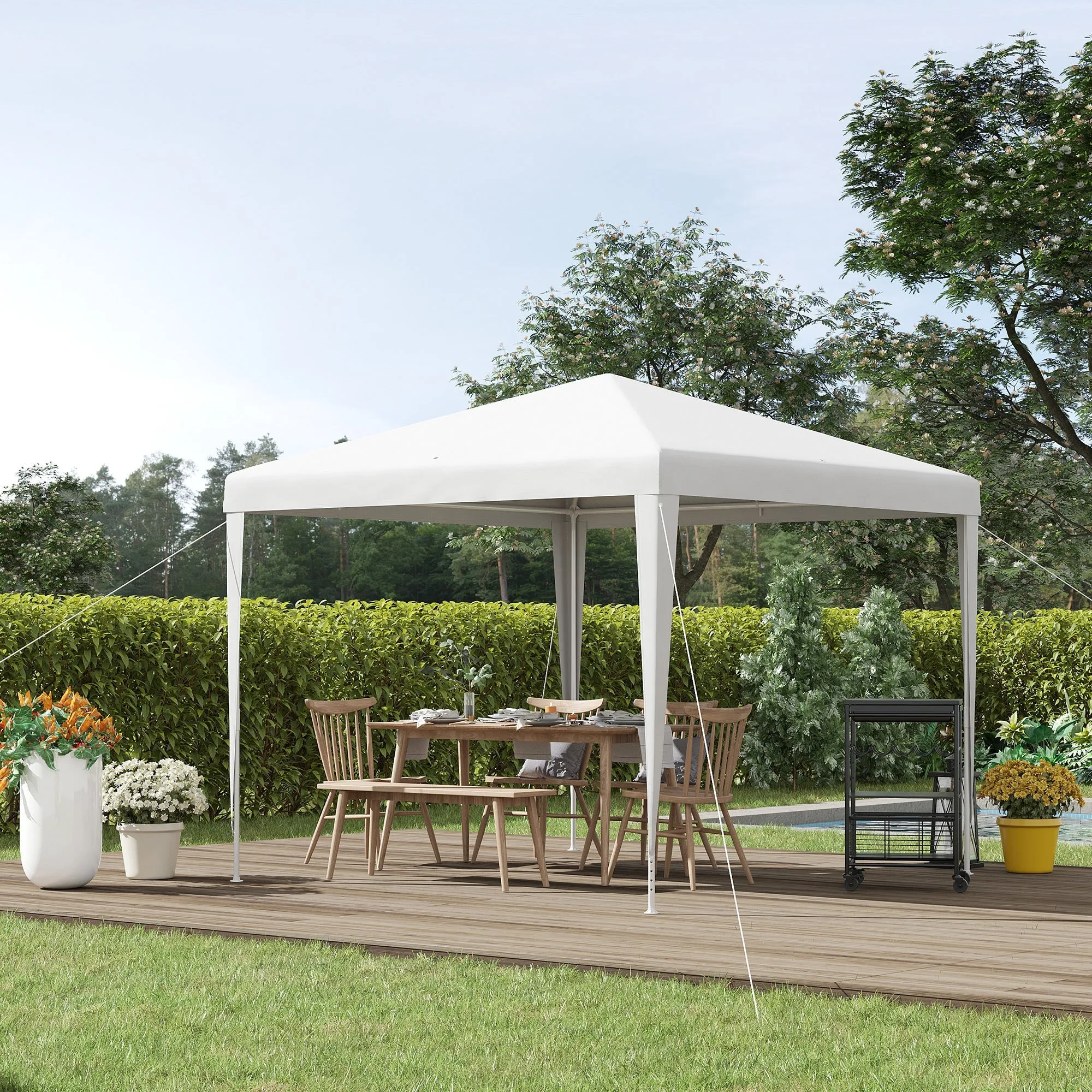 2.7M X 2.7M Garden Gazebo Marquee Party Tent Wedding Canopy Outdoor White