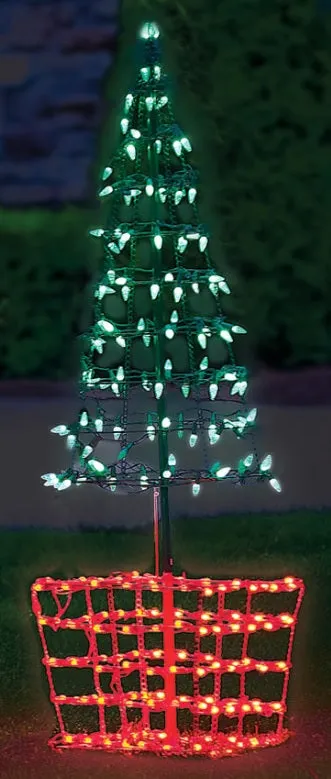 4' Green & Red Twinkling LED Tree Topiary Outdoor Decoration