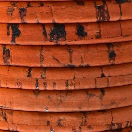5mm Flat Portuguese Cork - Orange (Sold by the Inch)