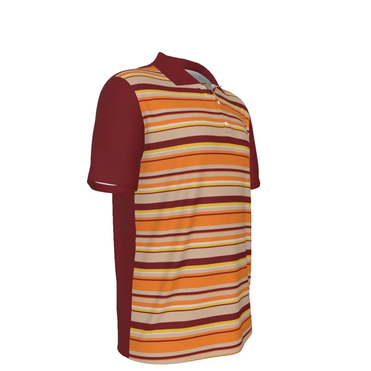 70s Style Polo Shirt Men, Men's UPF 50  Sun Protection Shirt, UV polo shirts for men, Orange Brown Stripe Polo Shirt, Retro Shirt Men
