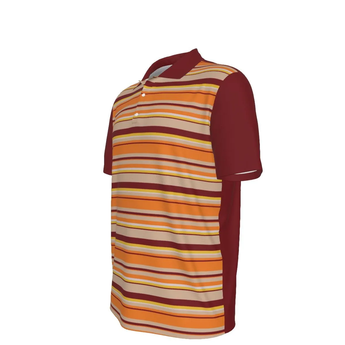 70s Style Polo Shirt Men, Men's UPF 50  Sun Protection Shirt, UV polo shirts for men, Orange Brown Stripe Polo Shirt, Retro Shirt Men