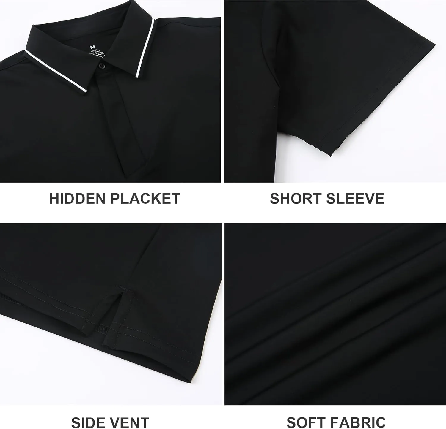 Alex Vando Mens Seamless Golf Shirt Moisture Wicking Quick-Dry Tailored Fit Polo Shirts