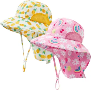 Baby Sun Hat UPF 50  Mesh Liner Toddler Bucket Hats with Wide Brim Neck Flap for Outdoor Beach Swim