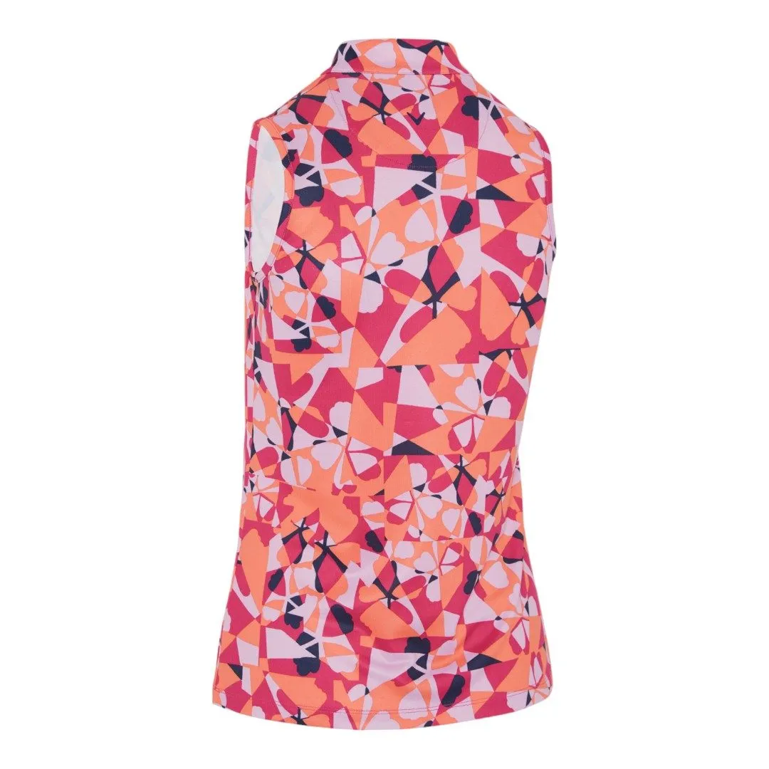 Callaway Ladies Geometric Floral S/L Golf Polo Shirt CGKSE009