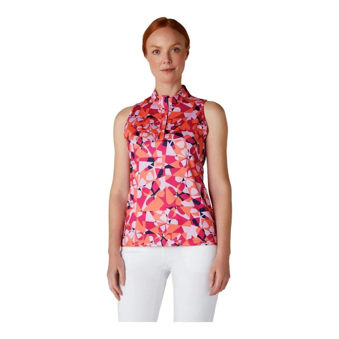 Callaway Ladies Geometric Floral S/L Golf Polo Shirt CGKSE009