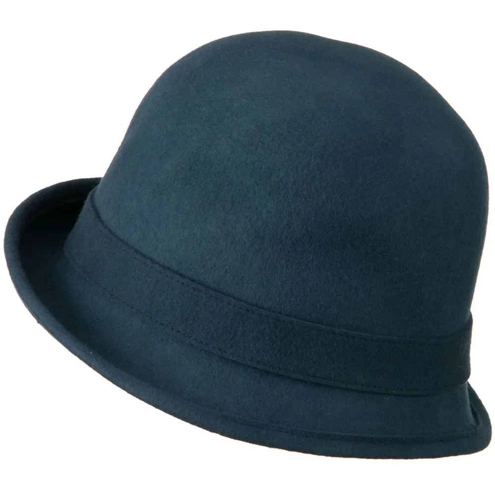 Cloche Wool Felt Lily Accent with Rhinestone Stem Hat
