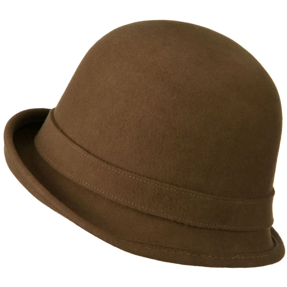 Cloche Wool Felt Lily Accent with Rhinestone Stem Hat