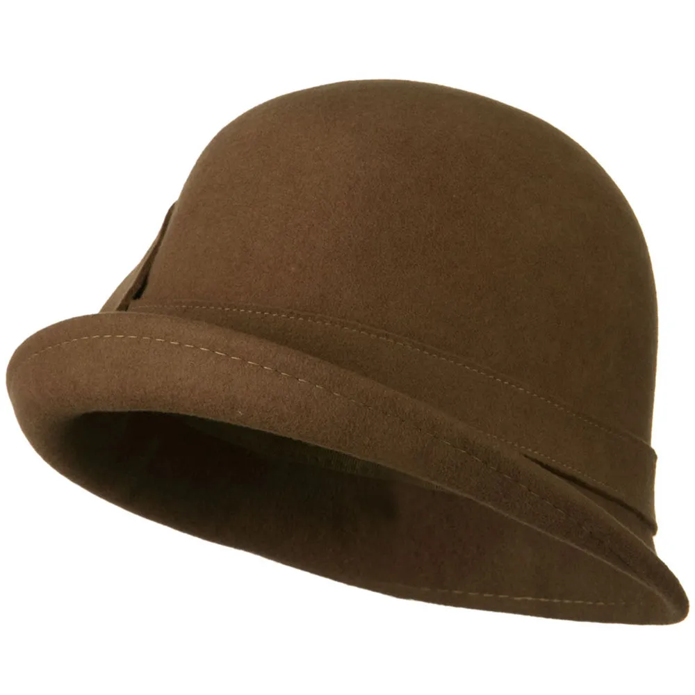 Cloche Wool Felt Lily Accent with Rhinestone Stem Hat