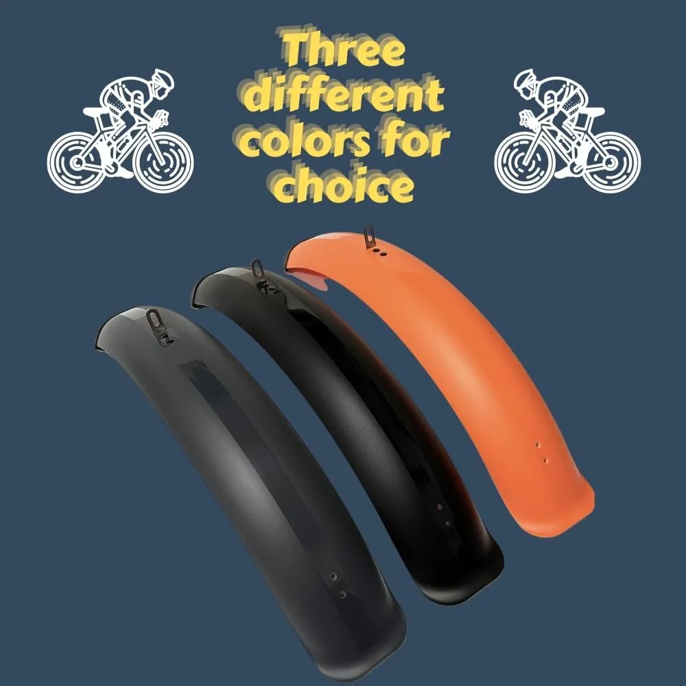 Fat Bike Fender Front and Rear Fender Set for Fat Tire Bike Wings Full Coverage Set for E-Bike Mountain Bike (Black, 26 * 4.0 INCH)