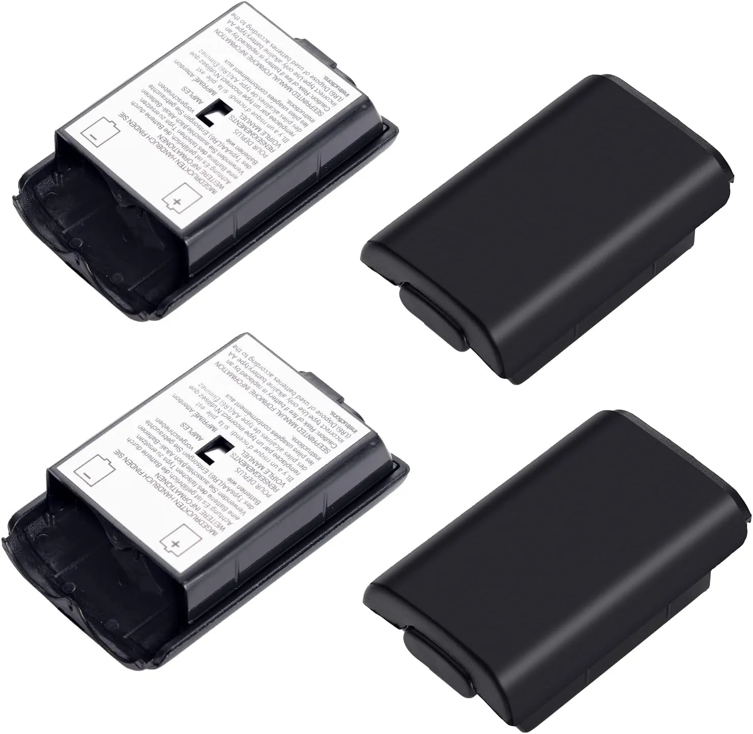 Finera Replacement Battery Pack Cover for Microsoft Xbox 360 Wireless Controller, 4 Pack Black
