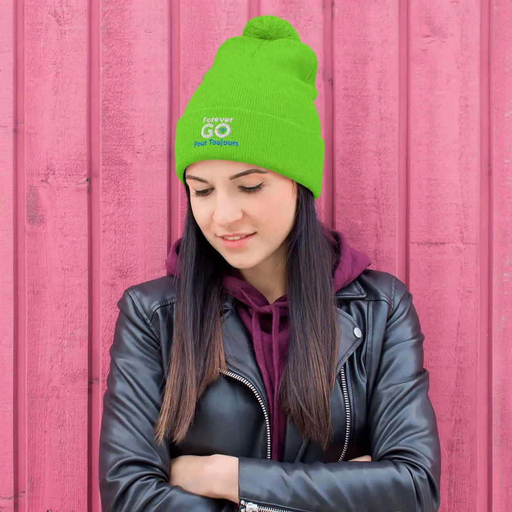 Forever GO Pom-Pom Beanie -Stay warm in style for the winter! Blue and White