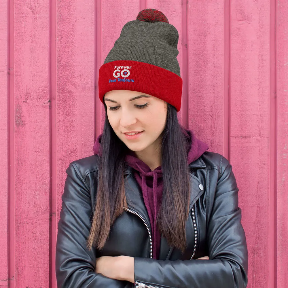 Forever GO Pom-Pom Beanie -Stay warm in style for the winter! Blue and White