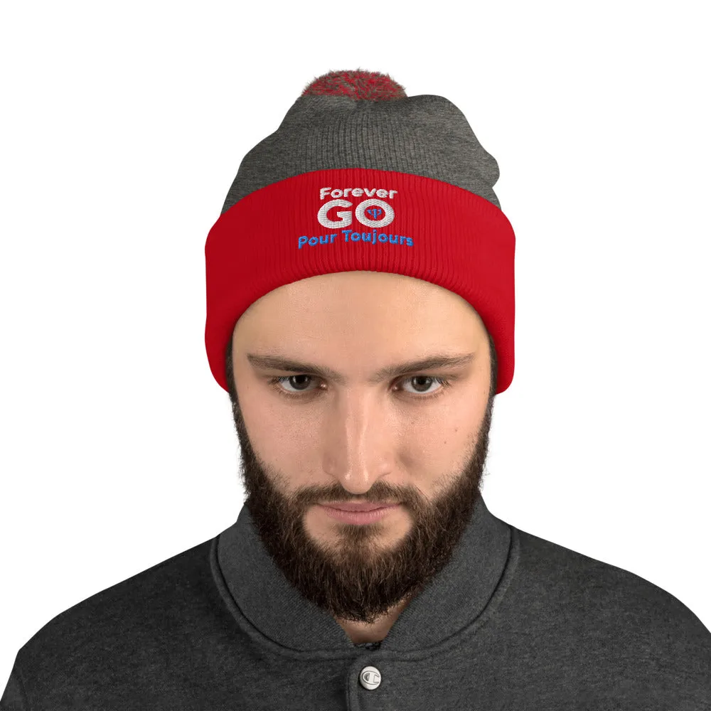 Forever GO Pom-Pom Beanie -Stay warm in style for the winter! Blue and White