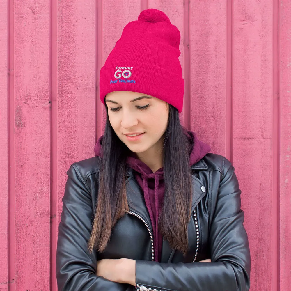 Forever GO Pom-Pom Beanie -Stay warm in style for the winter! Blue and White
