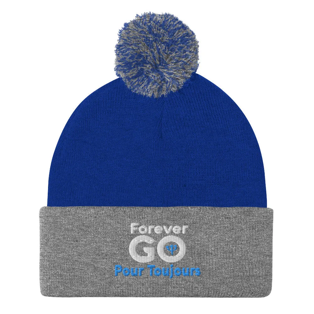 Forever GO Pom-Pom Beanie -Stay warm in style for the winter! Blue and White