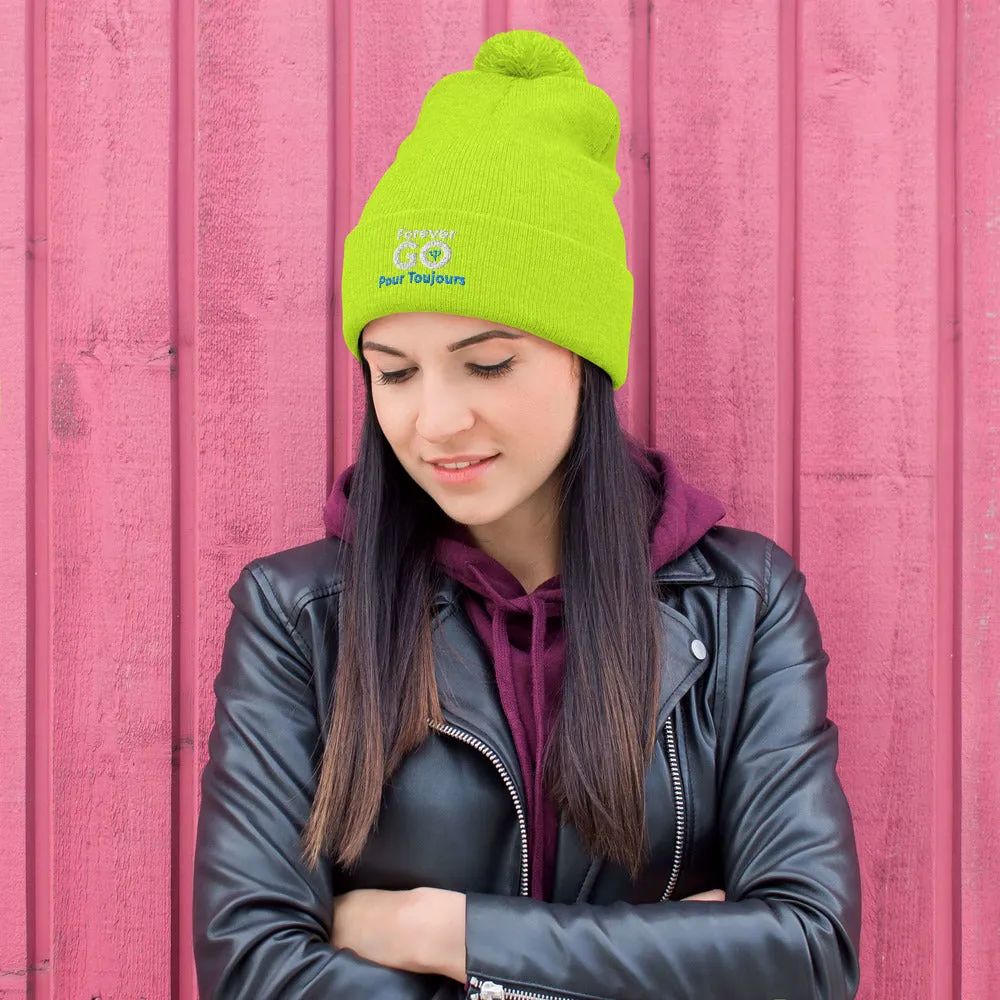 Forever GO Pom-Pom Beanie -Stay warm in style for the winter! Blue and White