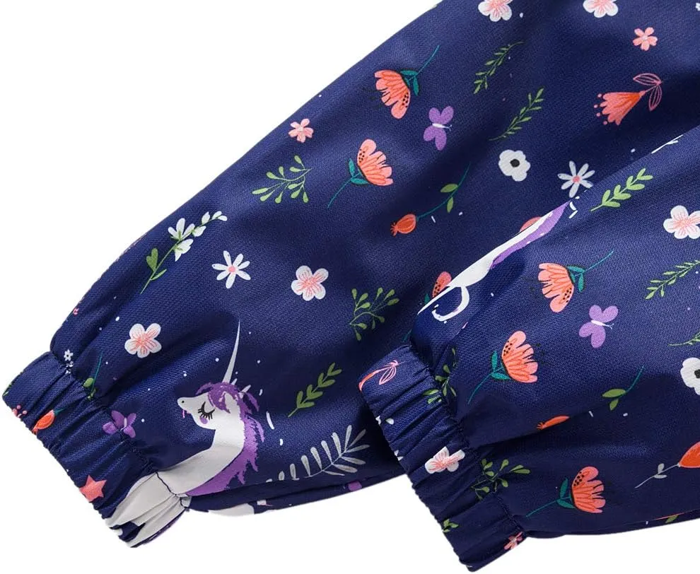 Girls Rain Jacket, Windbreaker Kids Raincoat Waterproof Zip Jacket with Fleece Liner