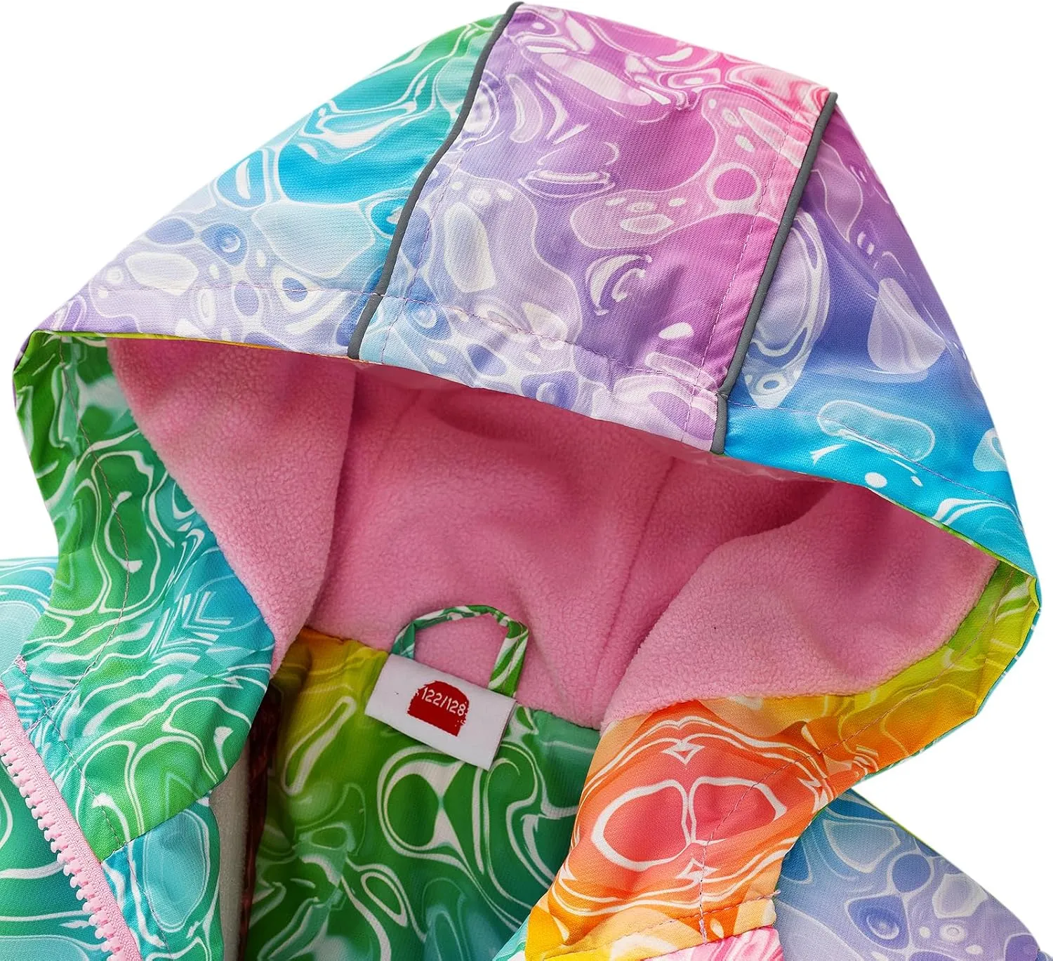 Girls Rain Jacket, Windbreaker Kids Raincoat Waterproof Zip Jacket with Fleece Liner