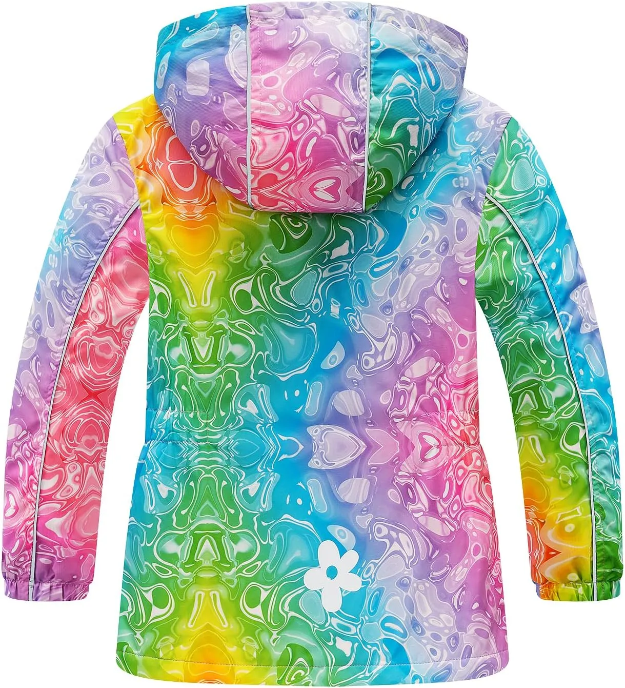 Girls Rain Jacket, Windbreaker Kids Raincoat Waterproof Zip Jacket with Fleece Liner