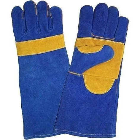 Gloves 8" Blue Lined Yellow Palm - Kevlar Stitching