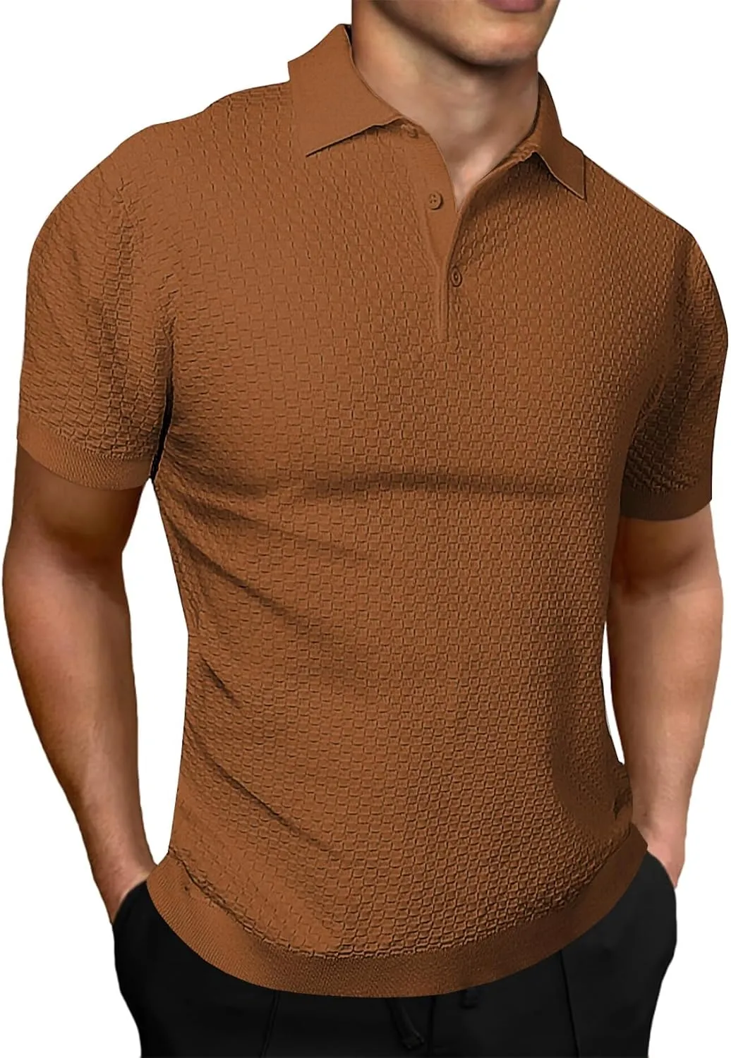 JMIERR Mens Knit Polo Shirts Classic Button Basic Textured T Shirts Casual Slim Fit Short Sleeve Summer Golf Tee Shirt