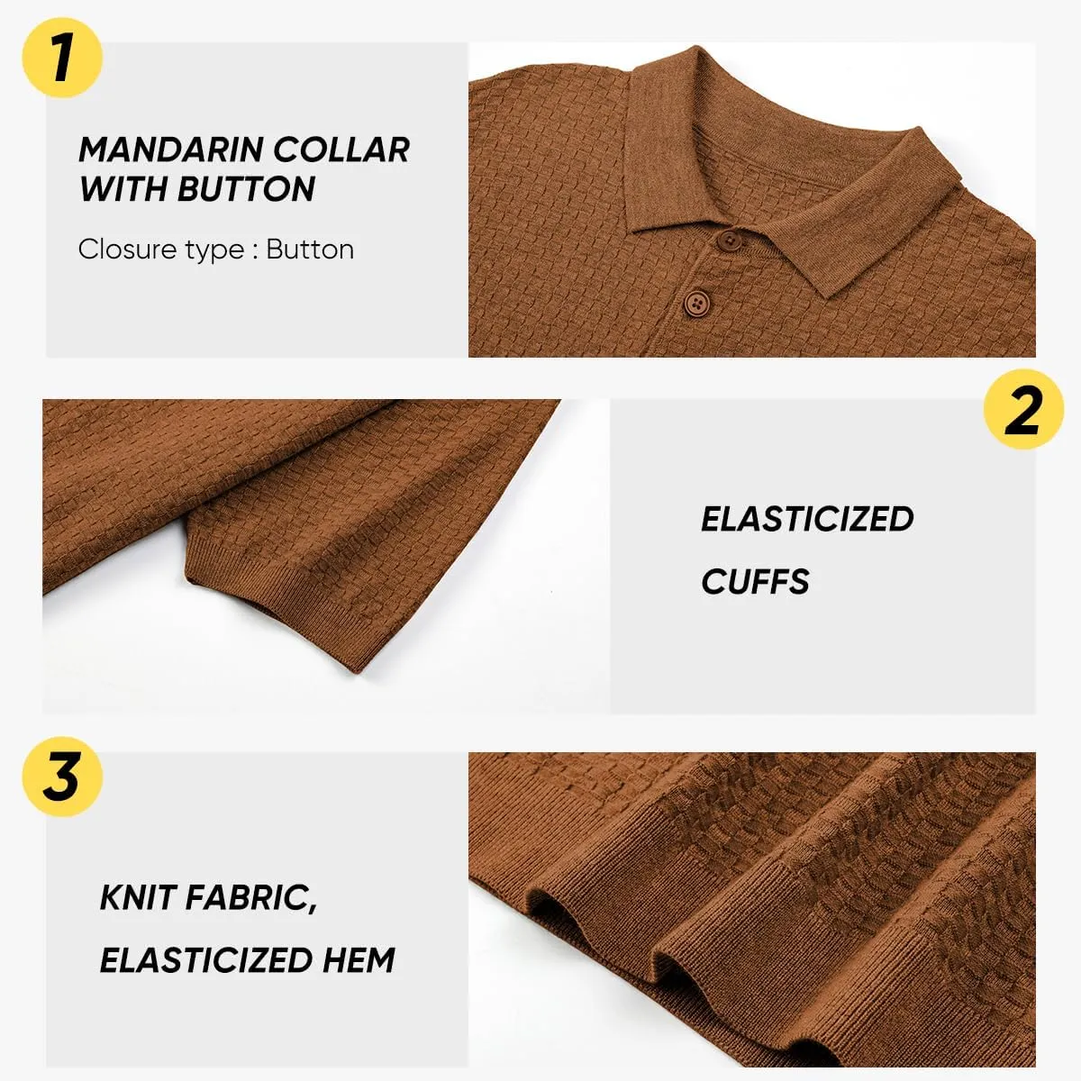 JMIERR Mens Knit Polo Shirts Classic Button Basic Textured T Shirts Casual Slim Fit Short Sleeve Summer Golf Tee Shirt