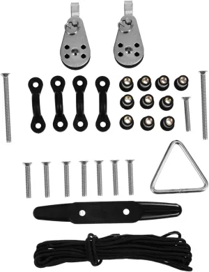Kayak Canoe Anchor Trolley Kit 1 Set Kayak Anchor Trolley with Nylon Rope Pulley Deck Loop Tie Pad Eye for Kayaks Rafts Boats