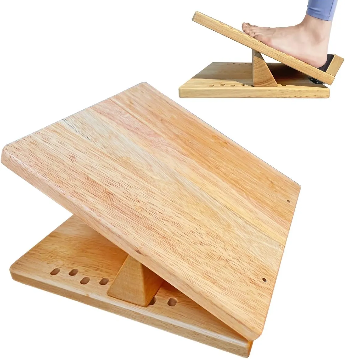 KIJO Studio Professional Wooden Slant Board for Calf Stretching, 500 lbs Weight Capacity, 16-Angle Adjustable Incline Board for Exercise, Squat & Physical Therapy (Japanese Pure and Simple Desig)
