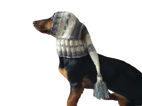 Knitted hat for dachshund or small dog, warm knitted hat for dog, Dog Christmas Hat, Santa Dog Hat, Elf Dog Outfit, doxie clothes hat