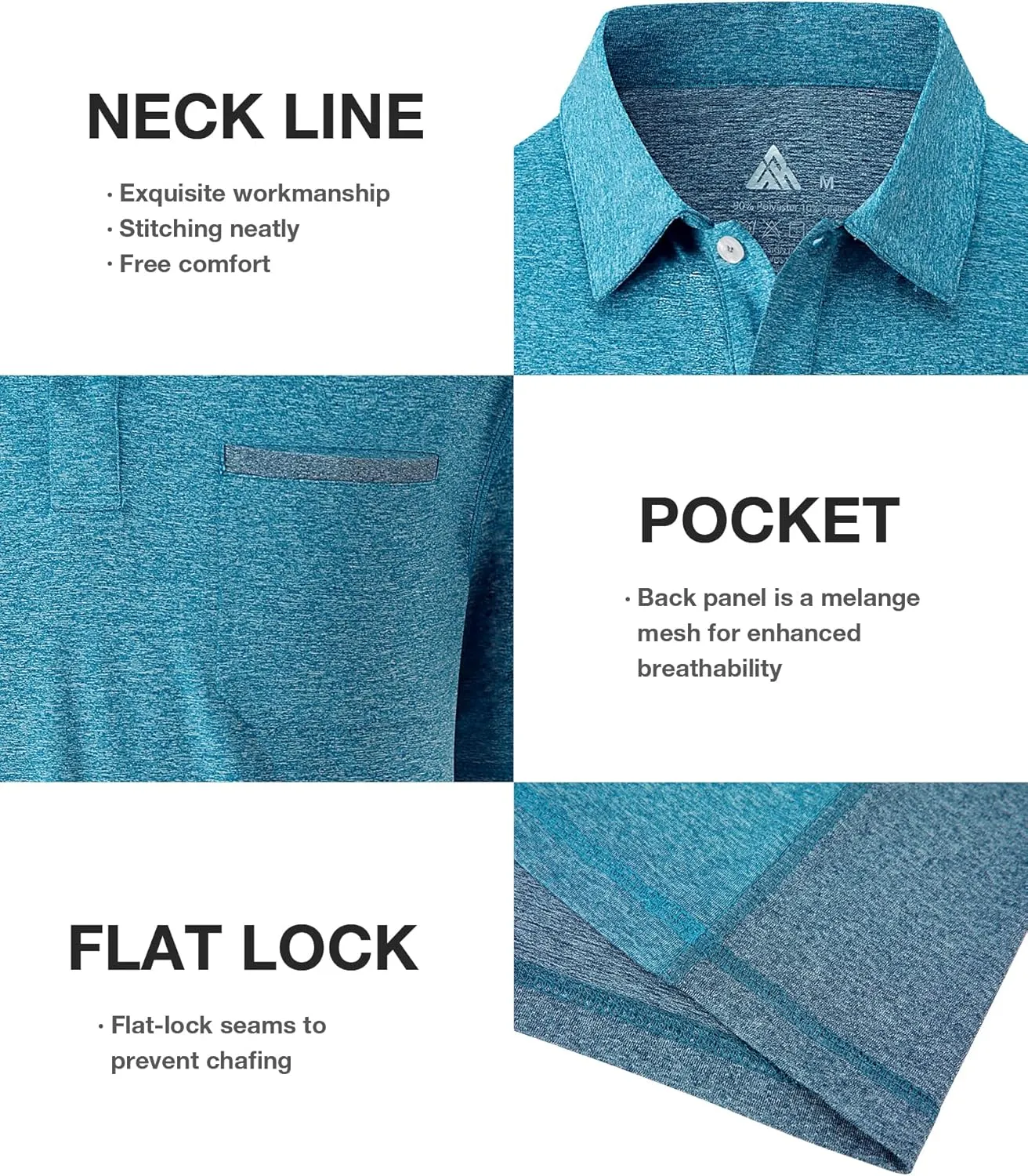 Little Beauty 3 Pack Mens Polo Shirts with Pocket Short Sleeve Golf Shirt Moisture Wicking Summer Casual Shirt