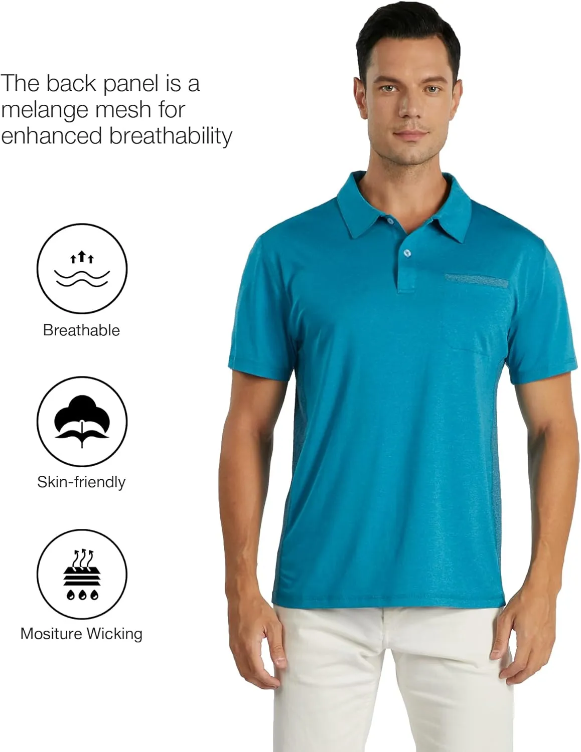 Little Beauty 3 Pack Mens Polo Shirts with Pocket Short Sleeve Golf Shirt Moisture Wicking Summer Casual Shirt