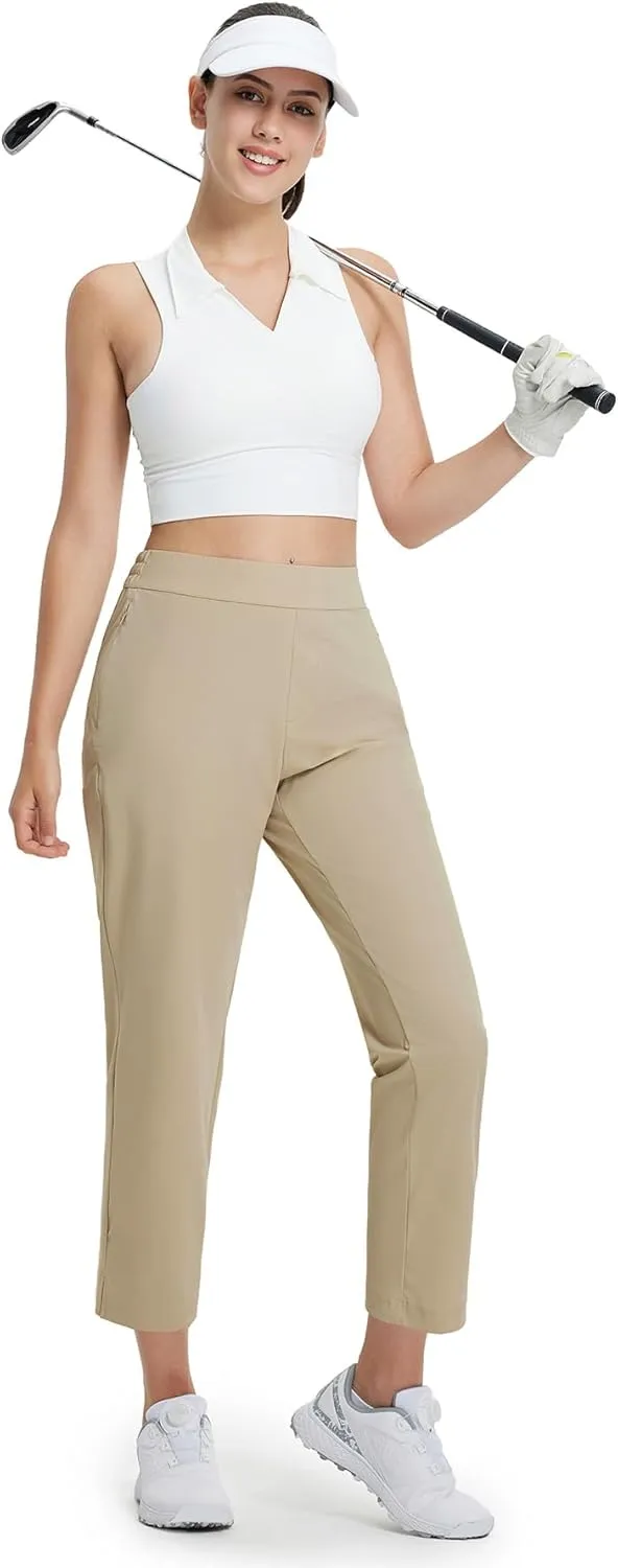 M MAELREG Women's Golf Pants with Zip Pockets 7/8 Ankle Stretch Lightweight Sweatpants for Athletic Hiking Travel Work Lounge