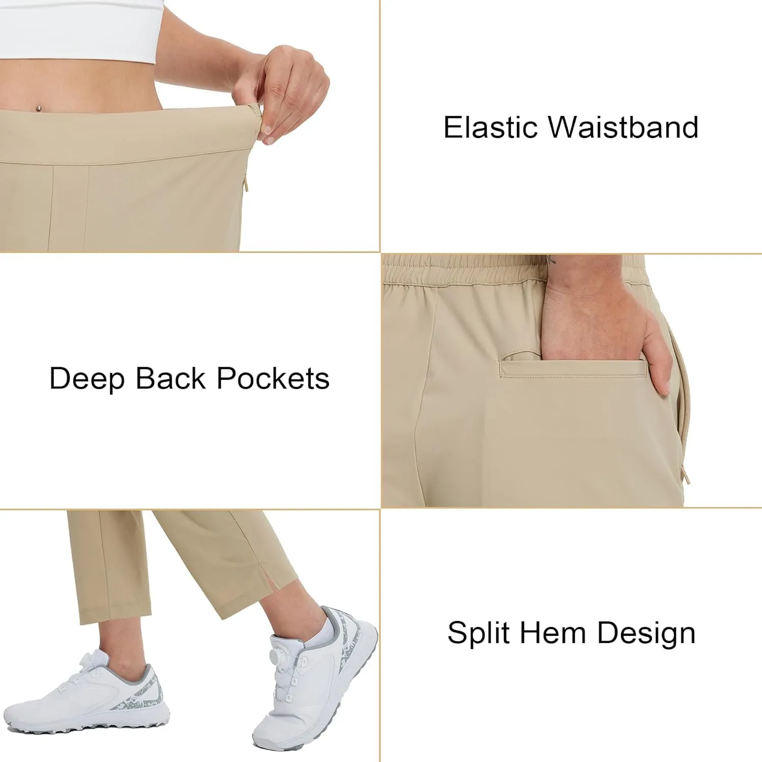 M MAELREG Women's Golf Pants with Zip Pockets 7/8 Ankle Stretch Lightweight Sweatpants for Athletic Hiking Travel Work Lounge