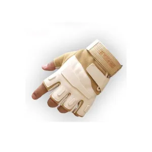 Men Half Fingers Outdoor Solid Colored Thick Material Velcro Closure Non Slip Bike Riding Gloves - C3492TCG
