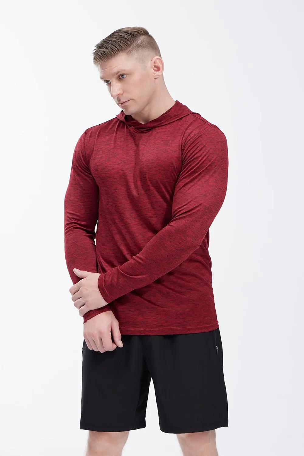 Men's Lightweight Hoodies 4 Pack Long Sleeve Athletic Shirts for Mens Running Workout Swim T-Shirt