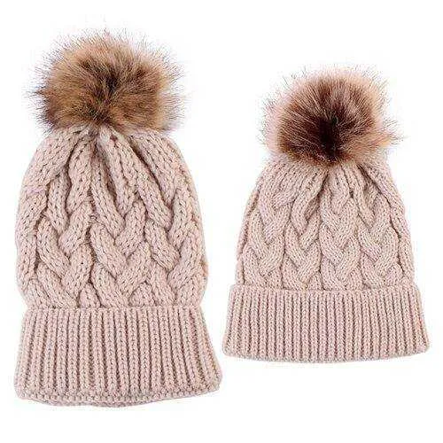 Mother Daughter Warm Knitted Hat