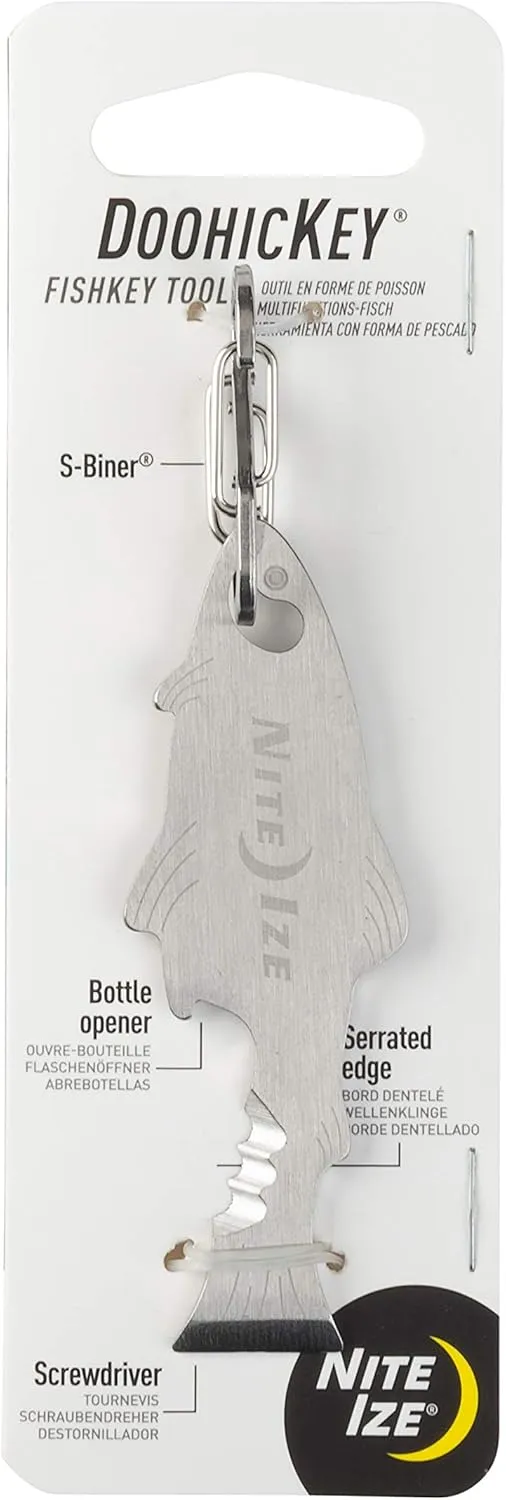 Nite Ize DoohicKey FishKey Key Tool Keychain Multi-Tool, Stainless, 1-Pack