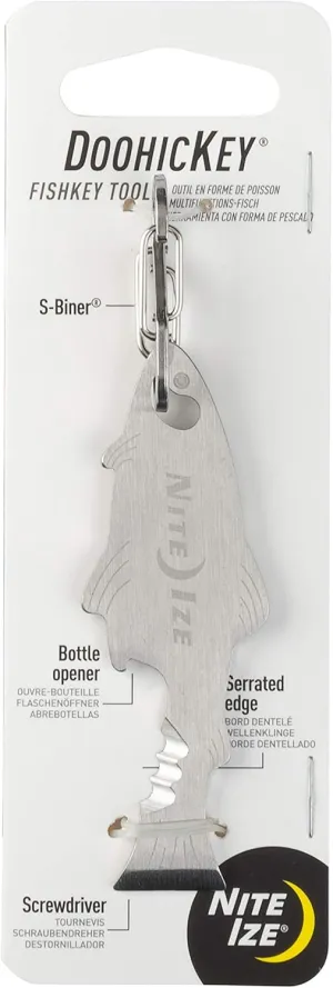 Nite Ize DoohicKey FishKey Key Tool Keychain Multi-Tool, Stainless, 1-Pack