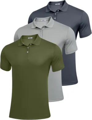 PINSPARK 1/3/4/5 Pack: Golf Polo Shirts for Men Multipacks Quick Dry Short Sleeve Collared Shirt Slim Fit Casual Polos Shirt