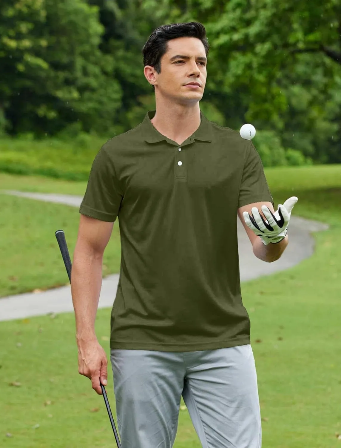 PINSPARK 1/3/4/5 Pack: Golf Polo Shirts for Men Multipacks Quick Dry Short Sleeve Collared Shirt Slim Fit Casual Polos Shirt