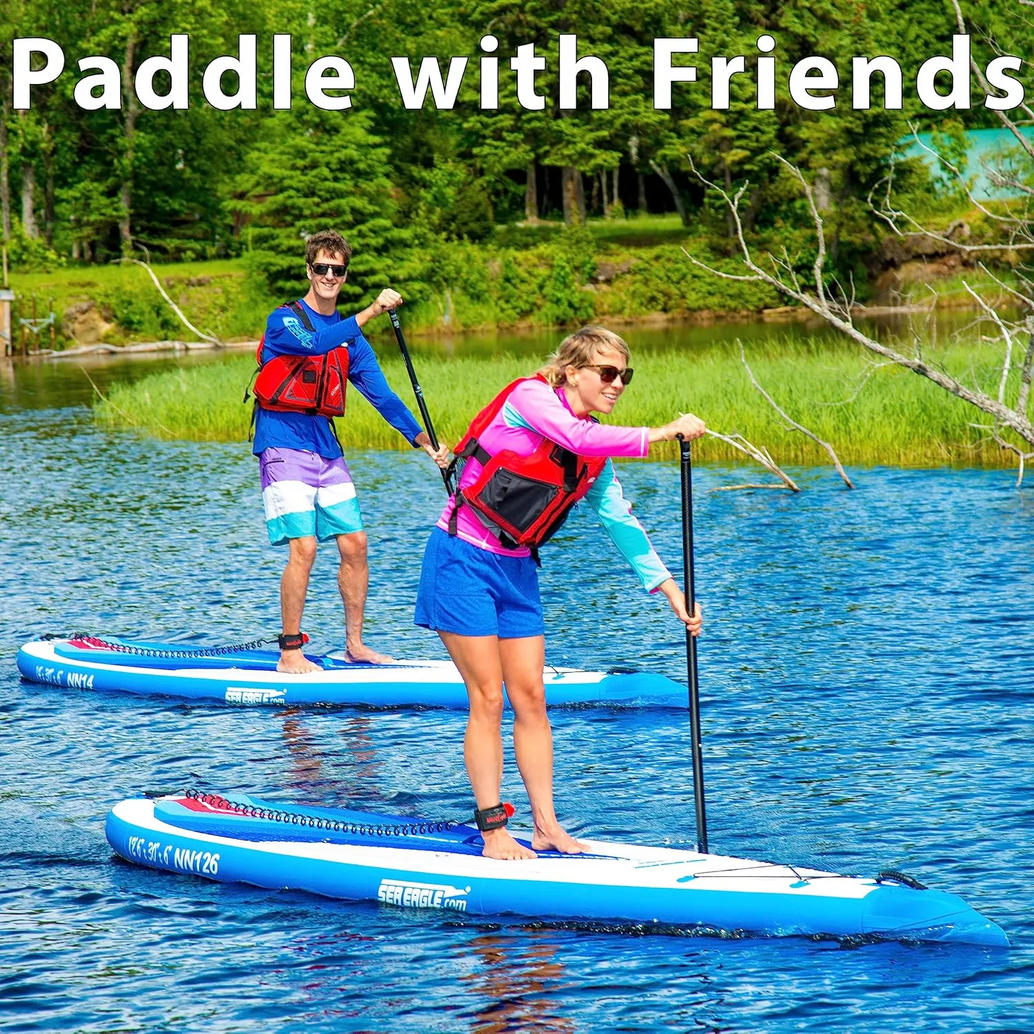 Sea Eagle NeedleNose 126 Inflatable Lightweight High Pressure Drop Stitch Stand Up Paddle Board Patented Wave Piercing Bow, with SUP Paddle, Pump, Slide in Skeg and Backpack