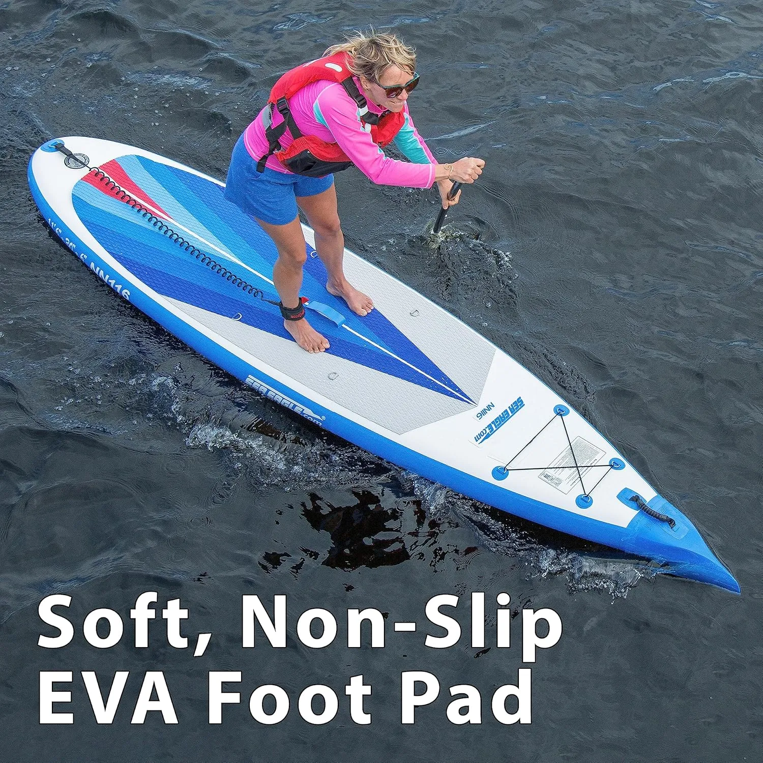 Sea Eagle NeedleNose 126 Inflatable Lightweight High Pressure Drop Stitch Stand Up Paddle Board Patented Wave Piercing Bow, with SUP Paddle, Pump, Slide in Skeg and Backpack