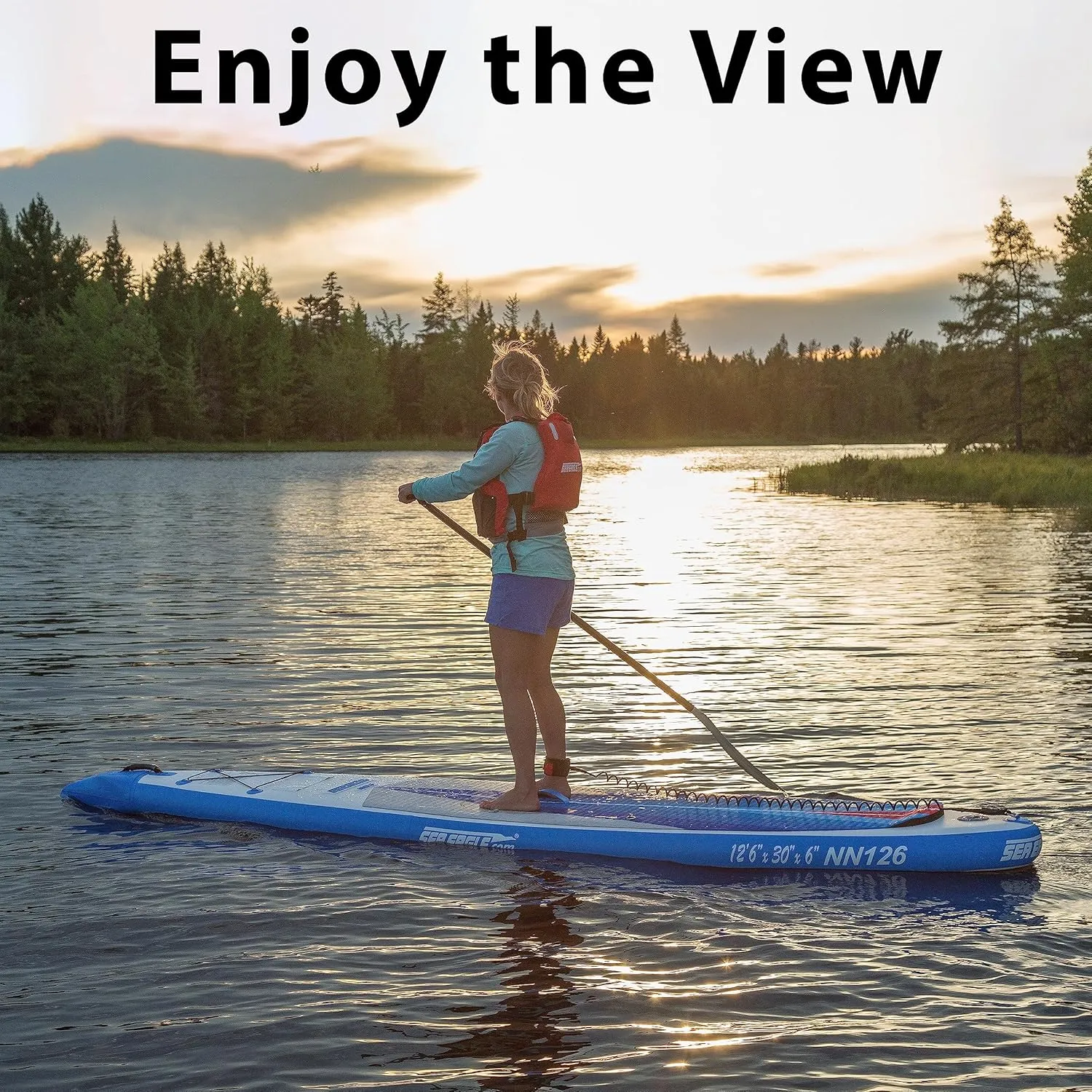 Sea Eagle NeedleNose 126 Inflatable Lightweight High Pressure Drop Stitch Stand Up Paddle Board Patented Wave Piercing Bow, with SUP Paddle, Pump, Slide in Skeg and Backpack