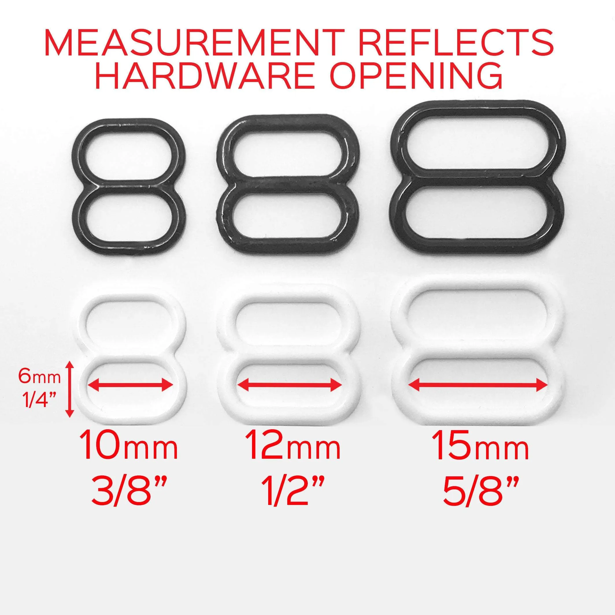 Set of 2 TALL Sliders in White or Black- 1/4" (6mm), 3/8" (10mm), 1/2" (12mm), 5/8" (15mm)