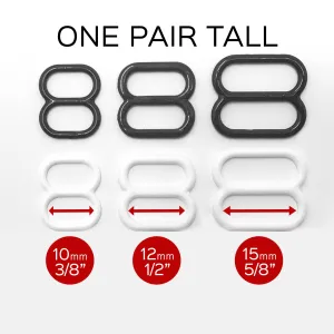 Set of 2 TALL Sliders in White or Black- 1/4" (6mm), 3/8" (10mm), 1/2" (12mm), 5/8" (15mm)