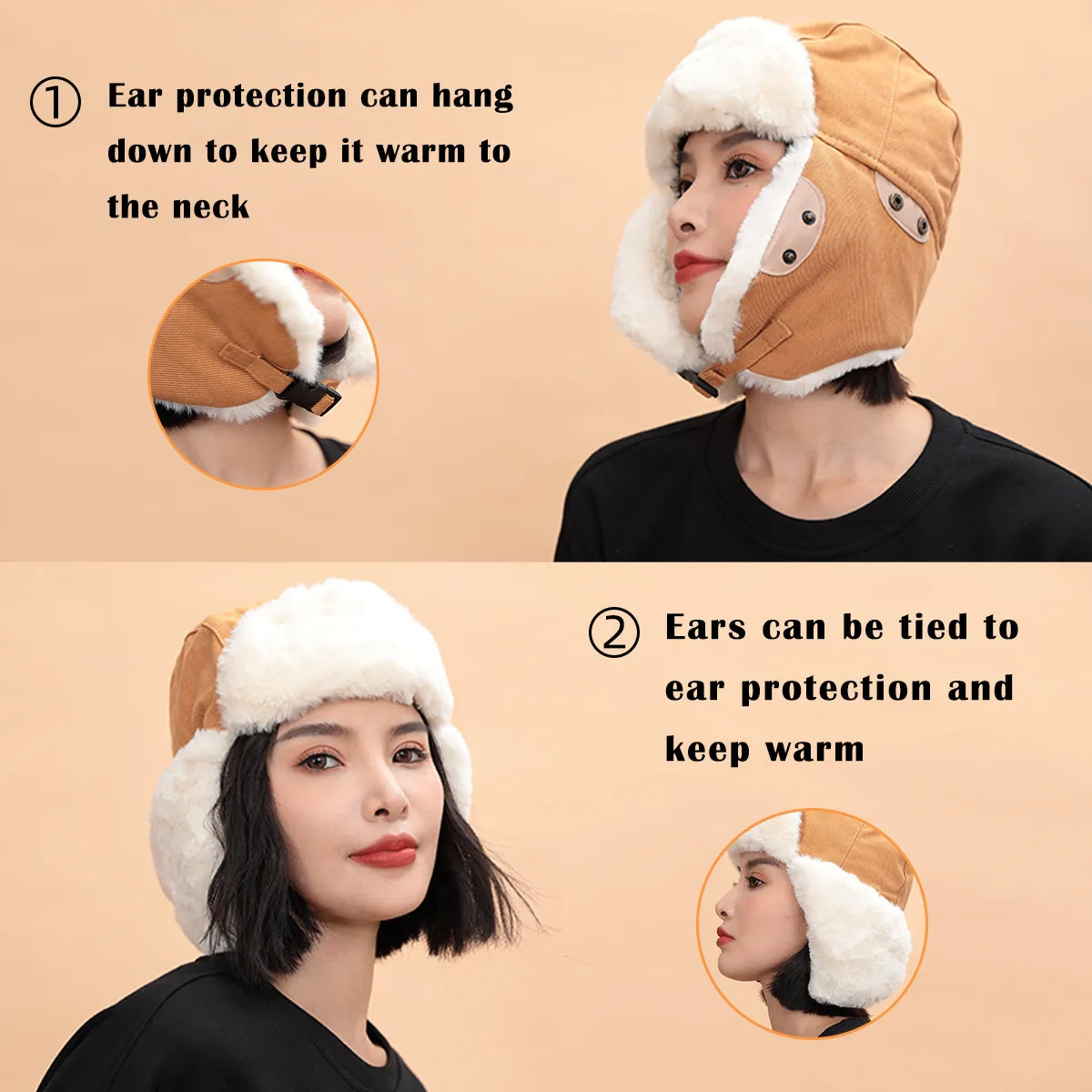 Sidiou Group Autumn Winter Fashion Windproof Earmuffs Cap For Women Men Trapper Cap Thickened Outdoor Riding Warm Lei Feng Hat