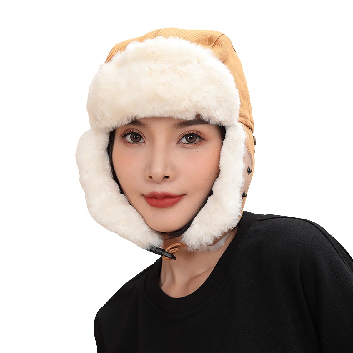Sidiou Group Autumn Winter Fashion Windproof Earmuffs Cap For Women Men Trapper Cap Thickened Outdoor Riding Warm Lei Feng Hat