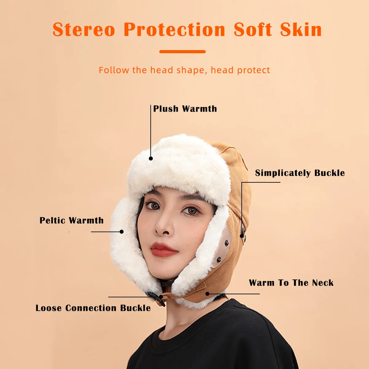 Sidiou Group Autumn Winter Fashion Windproof Earmuffs Cap For Women Men Trapper Cap Thickened Outdoor Riding Warm Lei Feng Hat