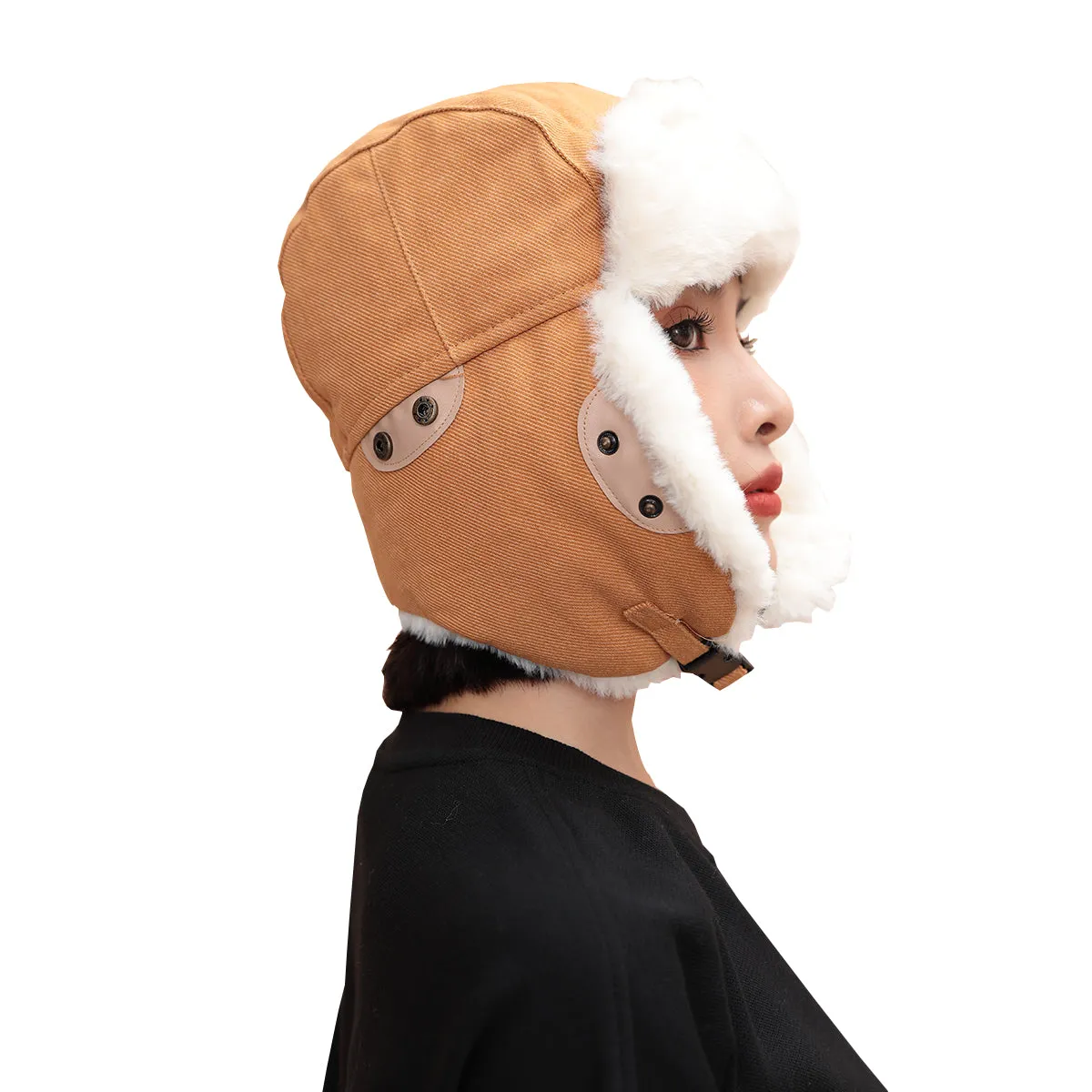 Sidiou Group Autumn Winter Fashion Windproof Earmuffs Cap For Women Men Trapper Cap Thickened Outdoor Riding Warm Lei Feng Hat